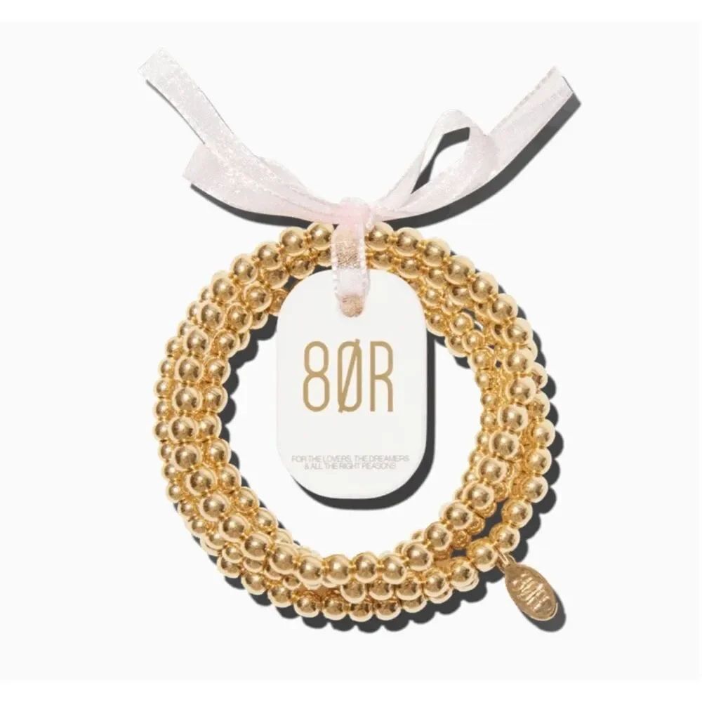 NWT 8 OTHER REASONS Set of 5 Beaded Bracelets- gold
